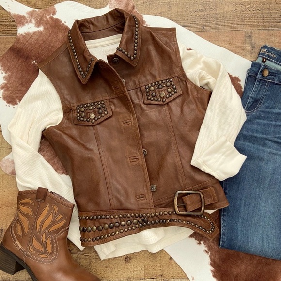 The Ranch Wear Vintage Rebel Jackets & Blazers - The Ranch Wear Vintage Rebel Leather Studded Vest